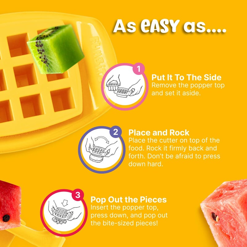 FUNBITES Sandwich Cutter for Kids Lunch, Mini Cookie Cutters, Bento Box Accessories, Cuts Food into Bite-Size Shapes for Toddler Lunch, Great for picky eaters - Yellow Squares 1pk - Image 4